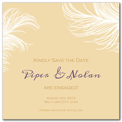 Airy Feathers Square Save the Date Card