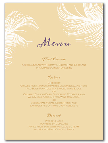 Airy Feathers Menu