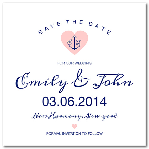 Anchored Love Square Save the Date Card