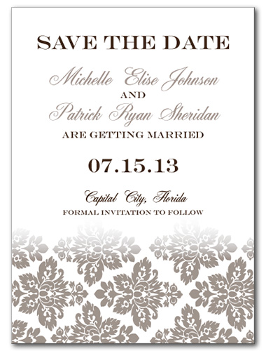 Antique Damask Save the Date Card