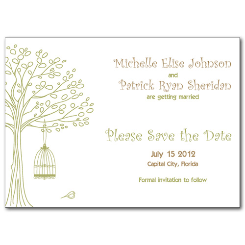 Blissful Birdcage Save the Date Card