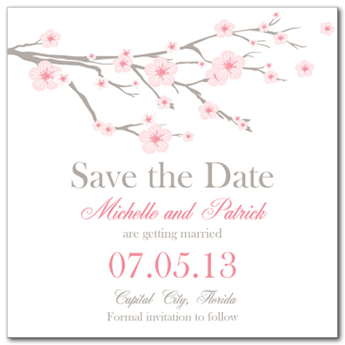 Cherry Blossom Square Save the Date Card