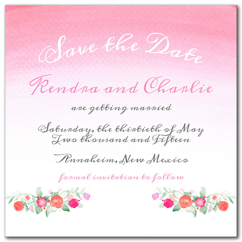 Faded Florals Square Save the Date Card