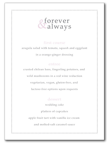 Forever and Always Menu