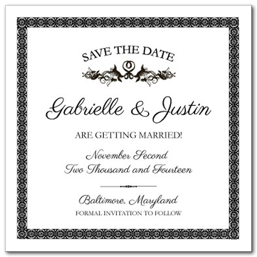 French Label Square Save the Date Card