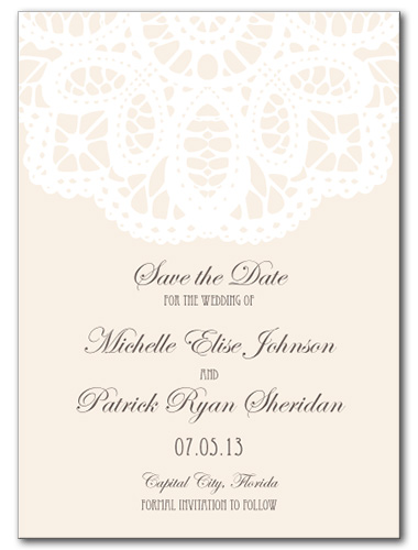 French Lace Save the Date Card