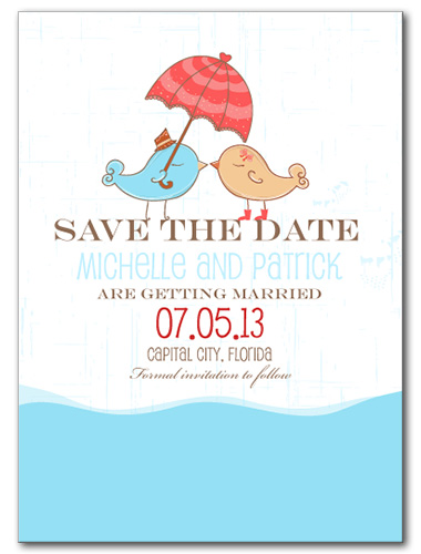 Kissing in the Rain Save the Date Card