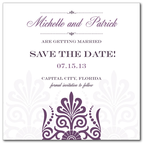 Sheer Plum Square Save the Date Card