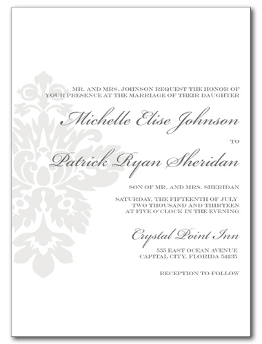 Simple Damask Wedding Invitation