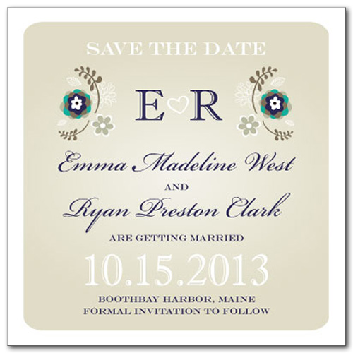 Summer Flourish Square Save the Date Card