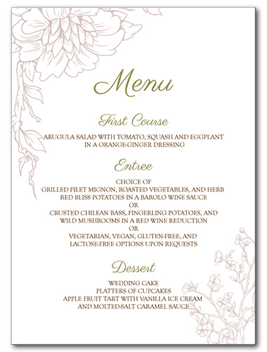 A Timeless Romance Menu