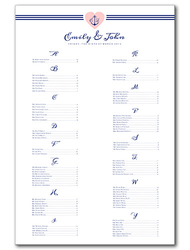 Anchored Love Seating Chart