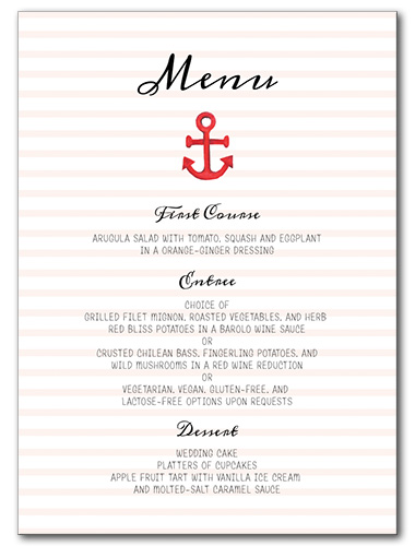 Anchors Away Menu