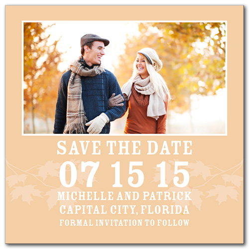 Autumn Leaves Square Save the Date Card