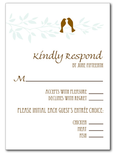 Birds of a Feather Response Card