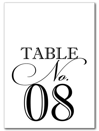 Black Tie Table Number 