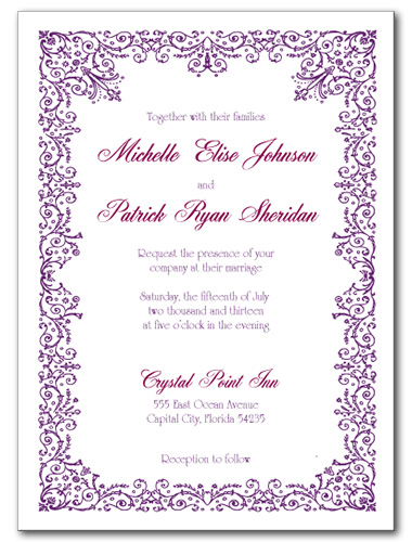 Blue Violet Wedding Invitation