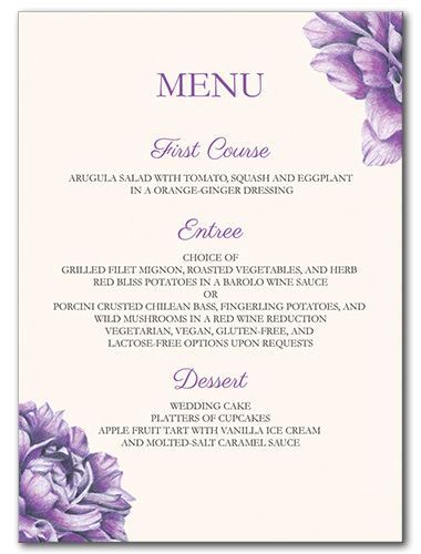 Charming Floral Menu