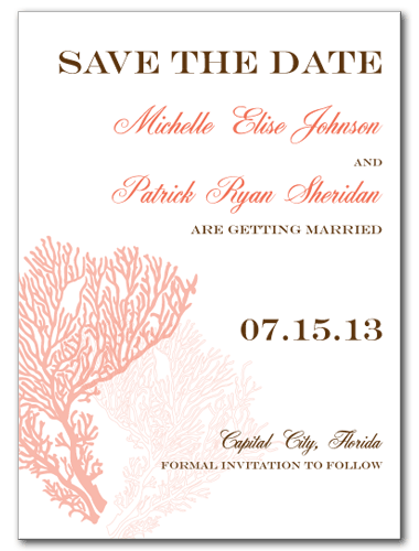 Coral Delight Save the Date Card