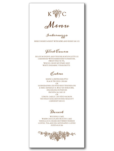 Elegant Vineyard Menu