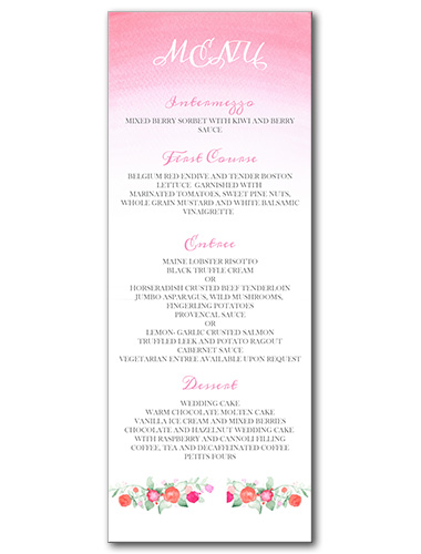 Faded Florals Menu