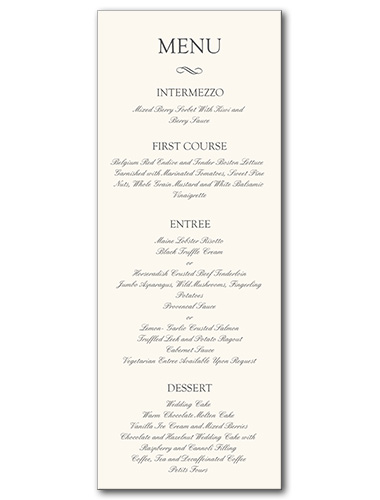 Formal Attire Menu