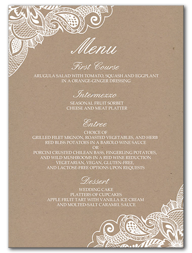 Framed Lace Menu