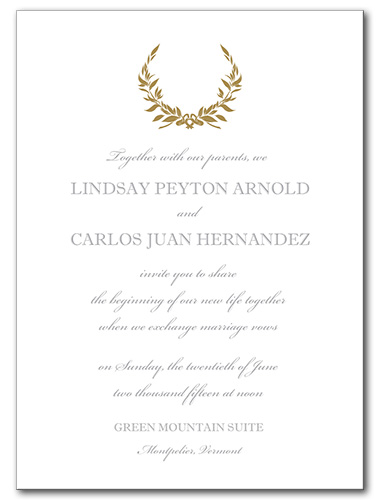 Gold Wreath Wedding Invitation