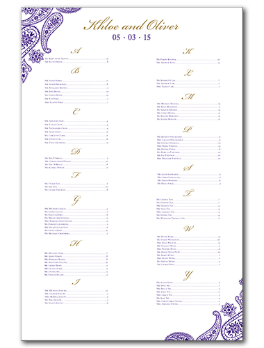 Paisley Perfection Seating Chart