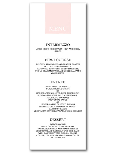 Posh Bliss Menu