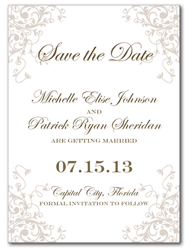 Romantic Flourish Save the Date Card