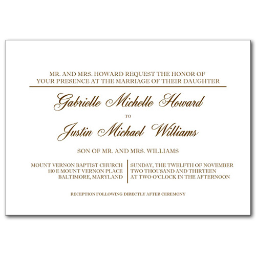 Simple Gold Wedding Invitation