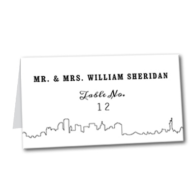 Sleek City Skyline Table Card