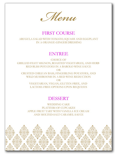 Sparkling Diamond Menu