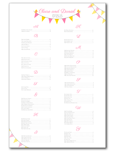 Spring Garland Seating Chart