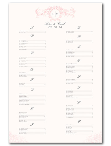 Sweet Romance Seating Chart