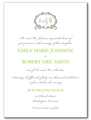 Timeless Chartruese Wedding Invitation