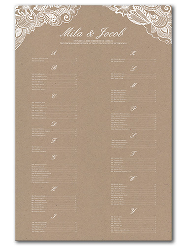 Framed Lace Seating Chart